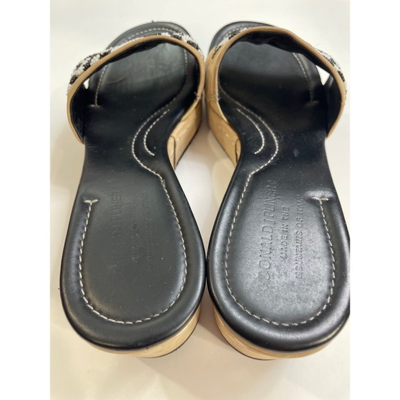 Donald Pliner Beaded Black White Strap Wedge Sandals size 7.5M - Picture 3 of 8
